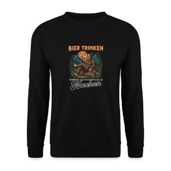 Drinking beer protects against sunburn in the neck - Unisex Sweatshirt - black - Front - Alina (178cm) & Michal (187cm)