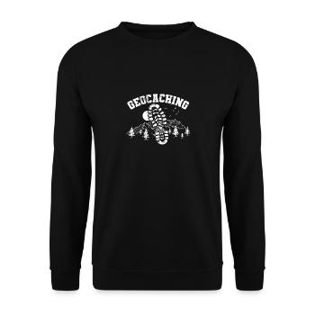 Geocaching Fußabdruck Wildnis - Unisex Pullover - Schwarz - Vorne - Alina (178cm) & Michal (187cm)