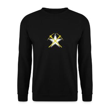 Stern mit Bergbaupicken - Unisex Pullover - Schwarz - Vorne - Alina (178cm) & Michal (187cm)