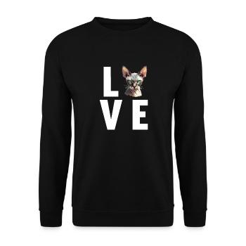 Sphynx Kätzchen Sphynx Katze - Unisex Pullover - Schwarz - Vorne - Alina (178cm) & Michal (187cm)