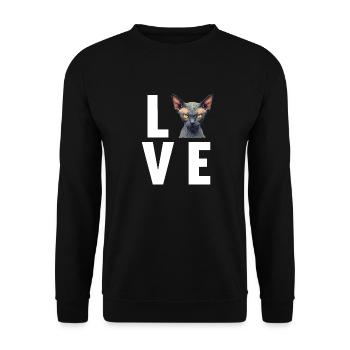 Sphynx Kätzchen Sphynx Katze - Unisex Pullover - Schwarz - Vorne - Alina (178cm) & Michal (187cm)