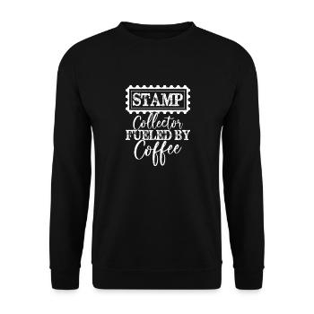 Caffeine & Collections: Stamp Collector's Ritual - Unisex Sweatshirt - black - Front - Alina (178cm) & Michal (187cm)