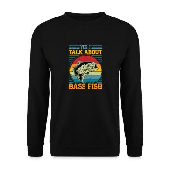 Yes I talk about Bass Fish - Unisex Sweatshirt - black - Front - Alina (178cm) & Michal (187cm)
