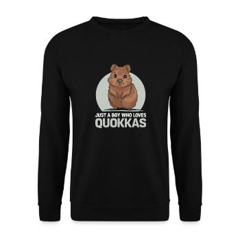 Lustiges Quokka Australien Tier Nur ein Junge - Unisex Pullover - Schwarz - Vorne - Alina (178cm) & Michal (187cm)