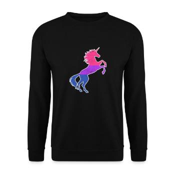 Bisexuelle Pride Flagge Einhorn T-Shirt LGBT Bi Pride - Unisex Pullover - Schwarz - Vorne - Alina (178cm) & Michal (187cm)