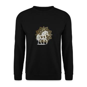 Mandala Licornes Licorne Cheval Chevaux Élégant - Sweat-shirt Unisexe - noir - Devant - Alina (178cm) & Michal (187cm)
