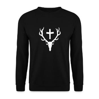 Hubertus Hirsch Jagd Logo - Unisex Pullover - Schwarz - Vorne - Alina (178cm) & Michal (187cm)