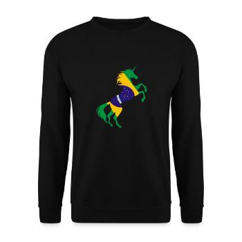 Licorne Brésil Drapeau T-Shirt Licorne Magique Brésil - Sweat-shirt Unisexe - noir - Devant - Alina (178cm) & Michal (187cm)