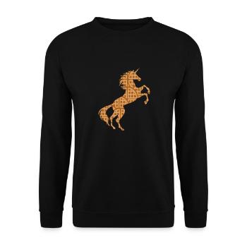 Licorne gaufre motif symbole T-shirt gaufres jeu de mots - Sweat-shirt Unisexe - noir - Devant - Alina (178cm) & Michal (187cm)