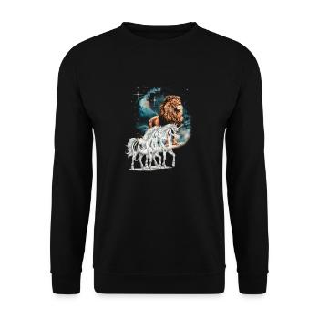 Licornes, Lion, Animaux fantastiques, Lions, Licorne - Sweat-shirt Unisexe - noir - Devant - Alina (178cm) & Michal (187cm)