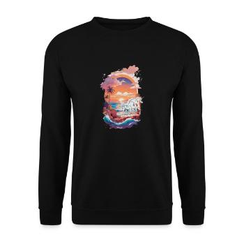 nature, coucher de soleil, licornes, animaux mythiques, chevaux - Sweat-shirt Unisexe - noir - Devant - Alina (178cm) & Michal (187cm)