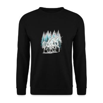 Licornes, Licorne, Animaux mythiques, Personnage de conte de fées - Sweat-shirt Unisexe - noir - Devant - Alina (178cm) & Michal (187cm)