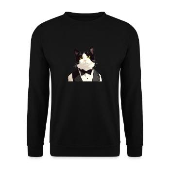 Tuxedo Kätzchen Tuxedo Katze - Unisex Pullover - Schwarz - Vorne - Alina (178cm) & Michal (187cm)