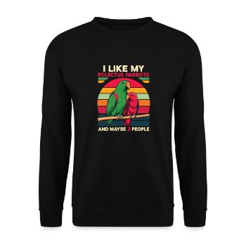 Lustiger Eclectus-Papagei sagt Vogelbesitzer Haustier - Unisex Pullover - Schwarz - Vorne - Alina (178cm) & Michal (187cm)