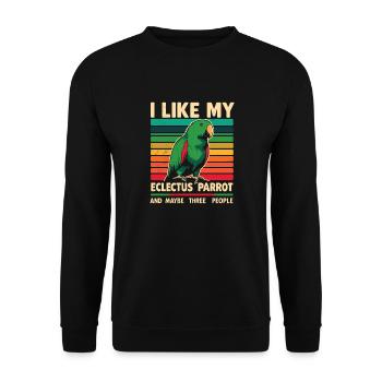 Lustiger Eclectus-Papagei sagt Vogelbesitzer Haustier - Unisex Pullover - Schwarz - Vorne - Alina (178cm) & Michal (187cm)