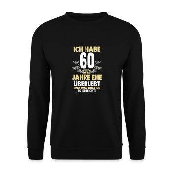 Ehe Diamantene Hochzeit 60 Jahre Verheiratet Hochz - Unisex Pullover - Schwarz - Vorne - Alina (178cm) & Michal (187cm)