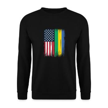 Gabunische Wurzeln und Gabunische Amerikanische Flagge - Unisex Pullover - Schwarz - Vorne - Alina (178cm) & Michal (187cm)