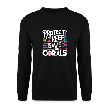 Schütze die Riffe Rette die Korallen Ozeanliebhaber - Unisex Pullover - Schwarz - Vorne - Alina (178cm) & Michal (187cm)