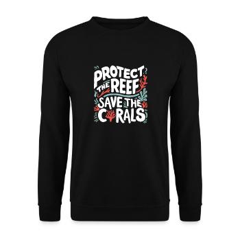 Schütze die Riffe Rette die Korallen Ozeanliebhaber - Unisex Pullover - Schwarz - Vorne - Alina (178cm) & Michal (187cm)