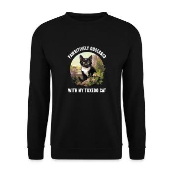 Tuxedo Kitten Tuxedo Cat - Unisex Sweatshirt - black - Front - Alina (178cm) & Michal (187cm)