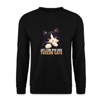 Tuxedo Kitten Tuxedo Cat - Unisex Sweatshirt - black - Front - Alina (178cm) & Michal (187cm)