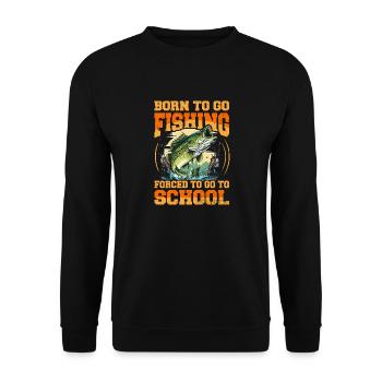 Né pour aller à la pêche obligé d'aller à l'école - Sweat-shirt Unisexe - noir - Devant - Alina (178cm) & Michal (187cm)