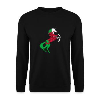 Licorne Pays de Galles Drapeau T-Shirt Licorne Magique Gallois - Sweat-shirt Unisexe - noir - Devant - Alina (178cm) & Michal (187cm)