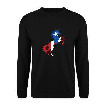Einhorn Puerto Rico Flagge Einhorn Puerto-Ricanisches Wortspiel - Unisex Pullover - Schwarz - Vorne - Alina (178cm) & Michal (187cm)