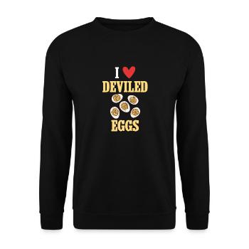 Gefüllte Eier Deviled Eggs - Unisex Pullover - Schwarz - Vorne - Alina (178cm) & Michal (187cm)