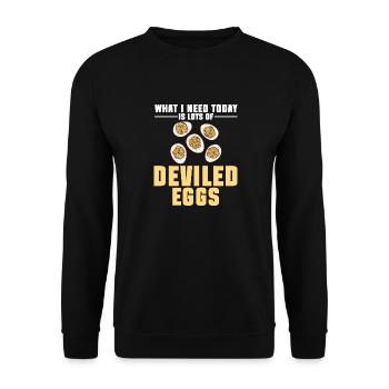 Gefüllte Eier Deviled Eggs - Unisex Pullover - Schwarz - Vorne - Alina (178cm) & Michal (187cm)