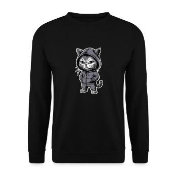 Angry Angry Cat - Unisex Sweatshirt - black - Front - Alina (178cm) & Michal (187cm)