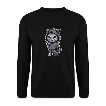 Angry Angry Cat - Unisex Sweatshirt - black - Front - Alina (178cm) & Michal (187cm)