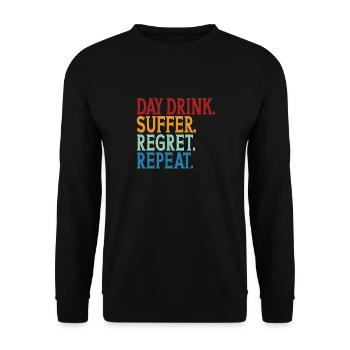 Day drink Humor Repeat Funny Day Drinking Alcohol - Unisex Sweatshirt - black - Front - Alina (178cm) & Michal (187cm)