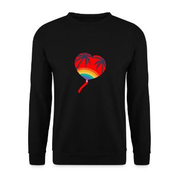 Regenbogen Herz Luftballon. Bunt und hipster - Unisex Pullover - Schwarz - Vorne - Alina (178cm) & Michal (187cm)
