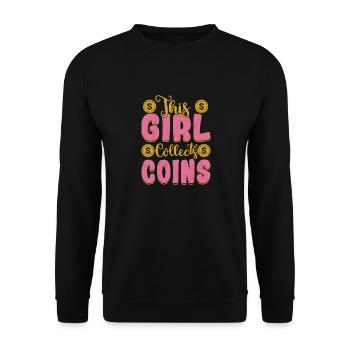 Coin Collector Girl: Numismatic Passion Unleashed - Unisex Sweatshirt - black - Front - Alina (178cm) & Michal (187cm)