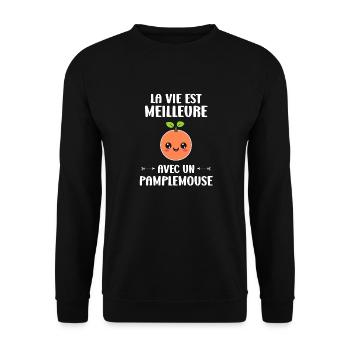 Humour Pamplemousse - Sweat-shirt Unisexe - noir - Devant - Alina (178cm) & Michal (187cm)
