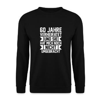 Ehe Diamantene Hochzeit 60 Jahre Verheiratet Hochz - Unisex Pullover - Schwarz - Vorne - Alina (178cm) & Michal (187cm)