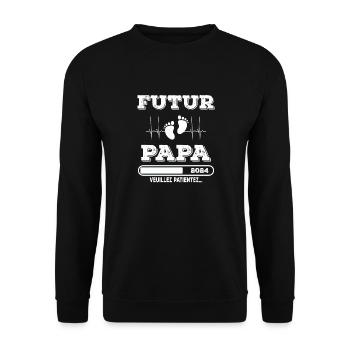 Homme bientôt papa Annonce, cadeau futur papa - Sweat-shirt Unisexe - noir - Devant - Alina (178cm) & Michal (187cm)