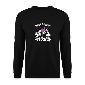 Drinking Wine and Hiking Wandern - Unisex Sweatshirt - black - Front - Alina (178cm) & Michal (187cm)