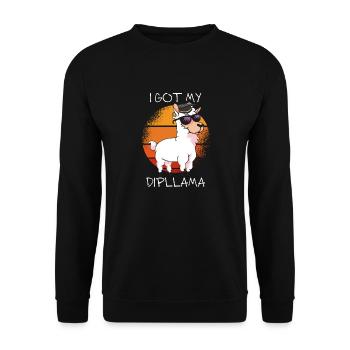 Ich habe meine Dipllama LLama Lover Vintage School - Unisex Pullover - Schwarz - Vorne - Alina (178cm) & Michal (187cm)