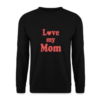Love my Mom - Unisex Pullover - Schwarz - Vorne - Alina (178cm) & Michal (187cm)