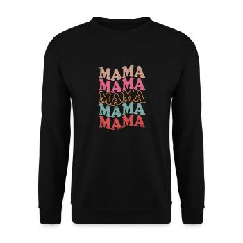 Mama Vintage Retro Groovy Für Muttertag - Unisex Pullover - Schwarz - Vorne - Alina (178cm) & Michal (187cm)