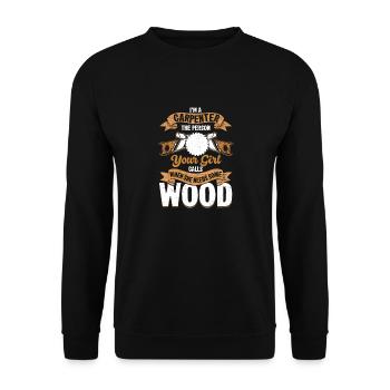 Craftsman's Charm - When Woodwork Calls - Unisex Pullover - Schwarz - Vorne - Alina (178cm) & Michal (187cm)