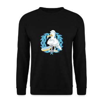 Seagull Seagulls Seaman Seafarer Ahoy Harbor - Unisex Sweatshirt - black - Front - Alina (178cm) & Michal (187cm)