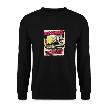 Meine Schuhe Haben Mehr Kilometer Als Dein Auto - Unisex Pullover - Schwarz - Vorne - Alina (178cm) & Michal (187cm)