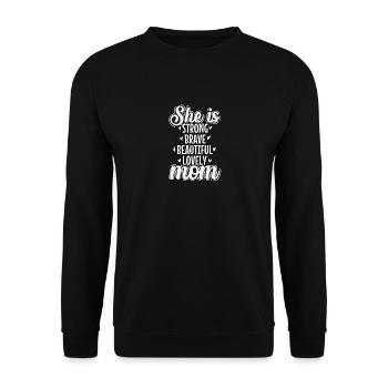 Elle est forte, courageuse, belle, charmante, maman - Sweat-shirt Unisexe - noir - Devant - Alina (178cm) & Michal (187cm)