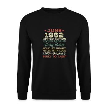 June 1962 Birthday June 1962 Gift June 1962 - Unisex Sweatshirt - black - Front - Alina (178cm) & Michal (187cm)