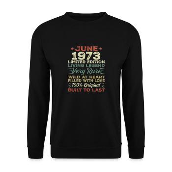 Juni 1973 Geburtstag Juni 1973 Geschenk Juni 1973 - Unisex Pullover - Schwarz - Vorne - Alina (178cm) & Michal (187cm)