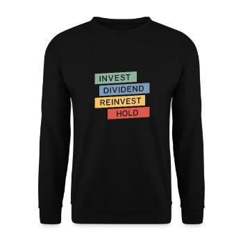 Lustige finanzielle Unabhängigkeit von Dividendeninvestoren - Unisex Pullover - Schwarz - Vorne - Alina (178cm) & Michal (187cm)