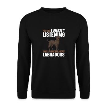 Schoko Brauner Labrador Retriever Hund - Unisex Pullover - Schwarz - Vorne - Alina (178cm) & Michal (187cm)